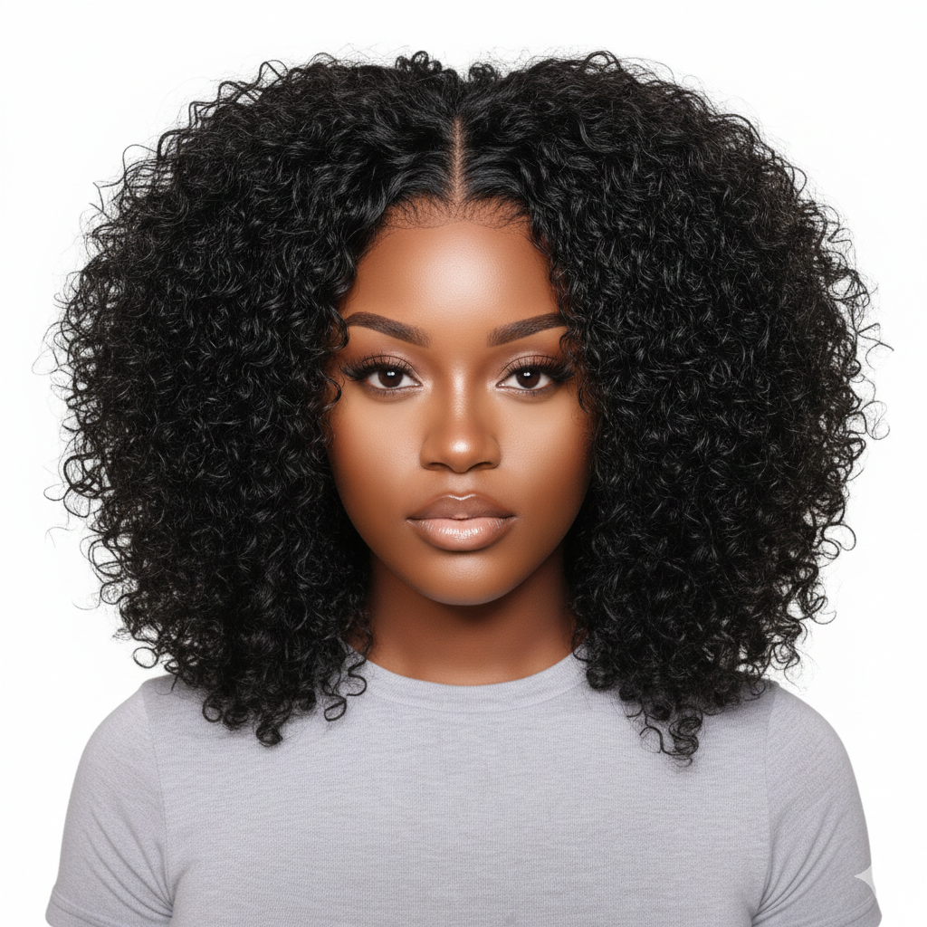 14” Curly Double-Drawn Wig | Burmese Virgin Human Hair 4x4 closure