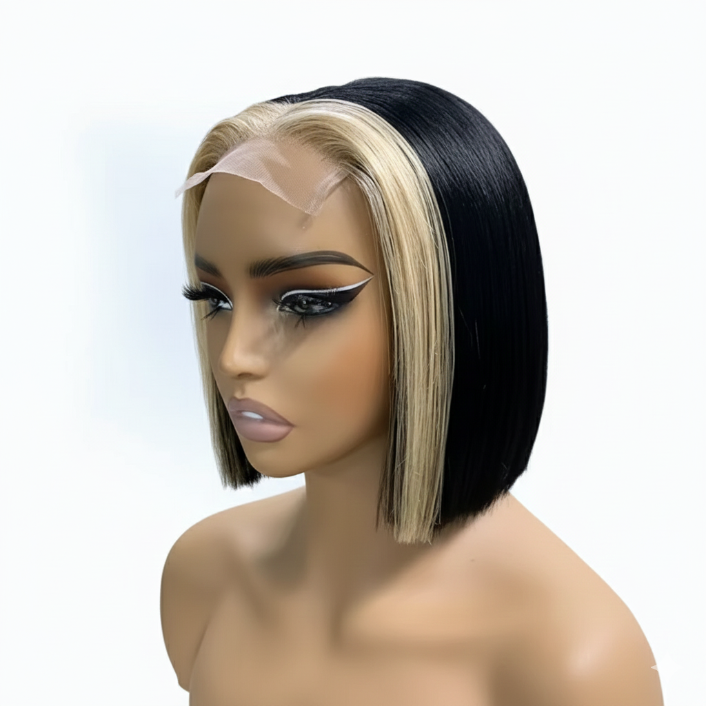 8” Straight Bob Wig – Pre-Bleached Knots 5x5 Closure | Framing Highlights