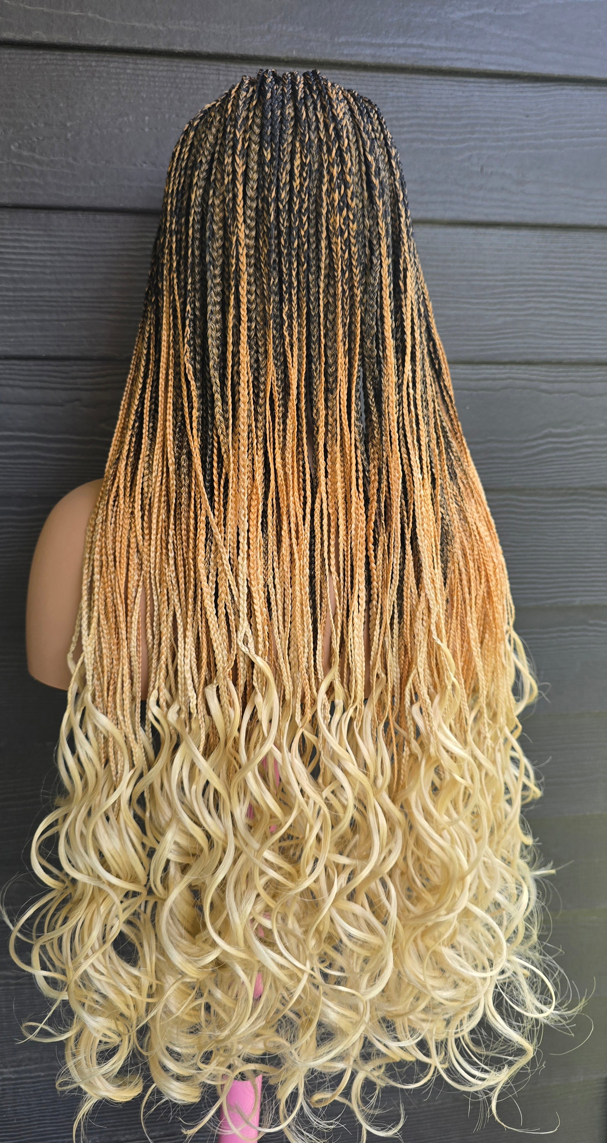 Luxury 32" French Curl Knotless Braided Lace Wig | Lightweight Micro Braids
