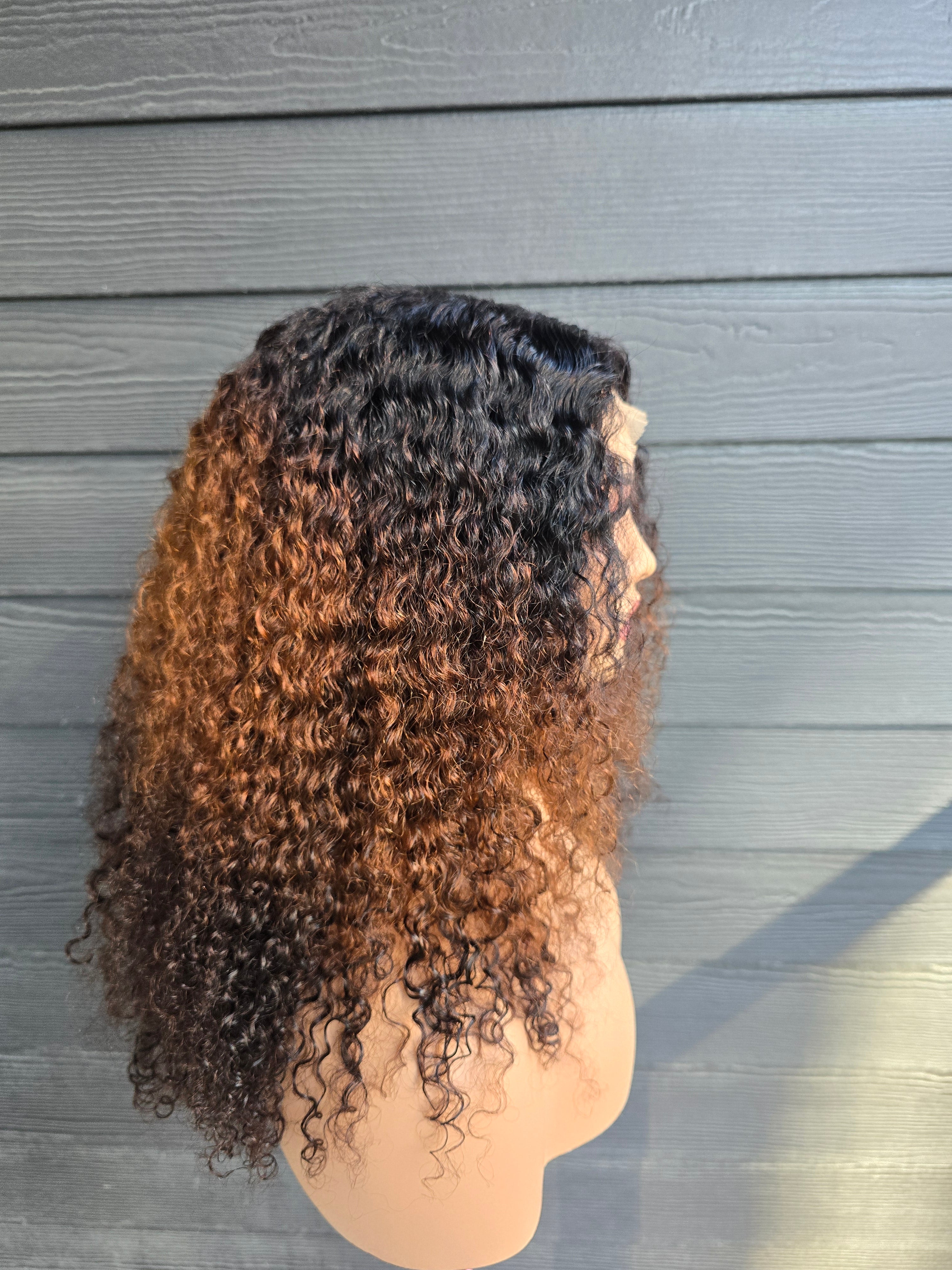 20" Curly 4x4 Lace Closure Wig - 250% Density Double Drawn (Color 2/4/350)
