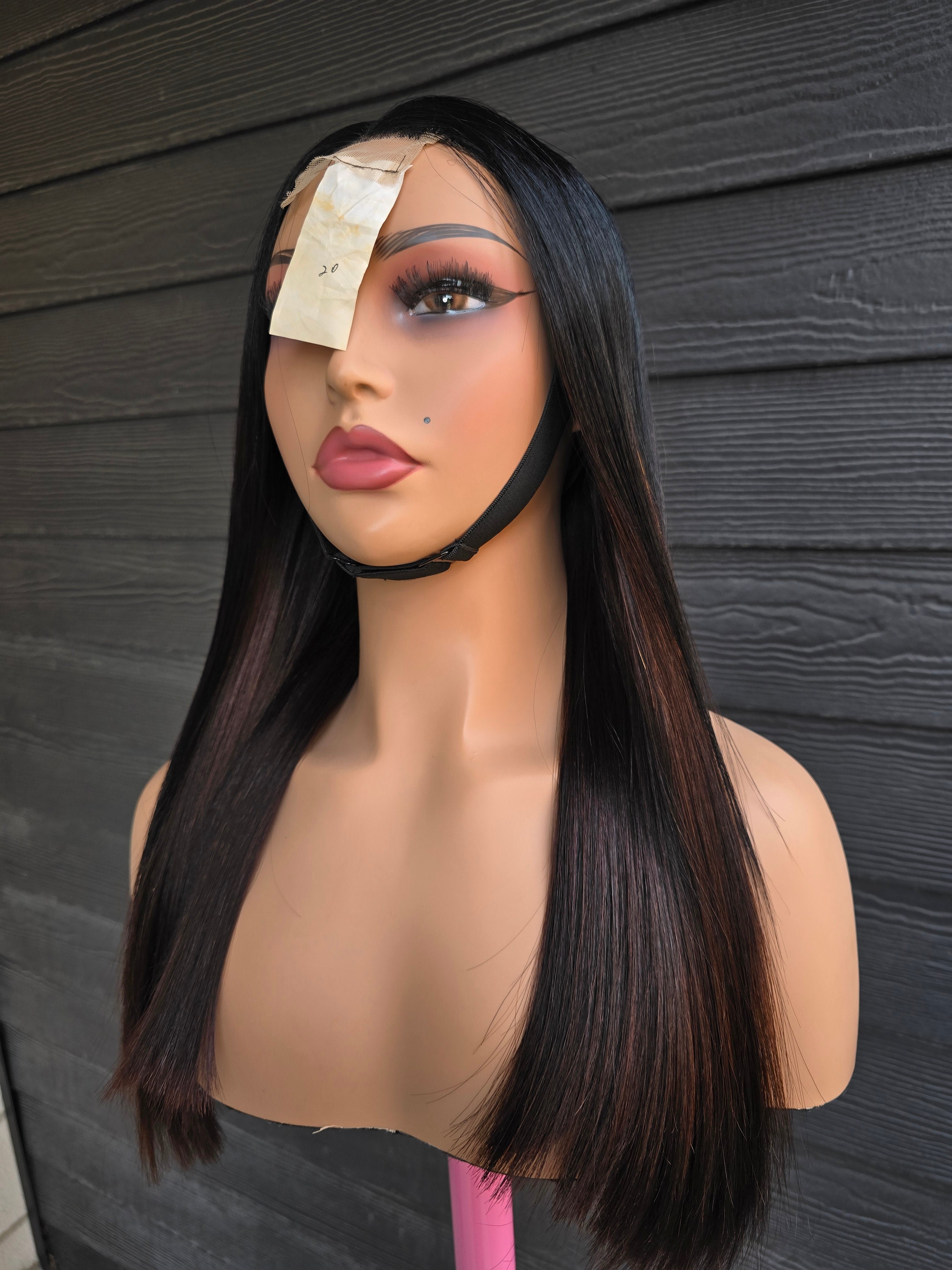 20" Virgin Hair 2x6 Closure Wig - Double Drawn Mixed Color with Dark Closure