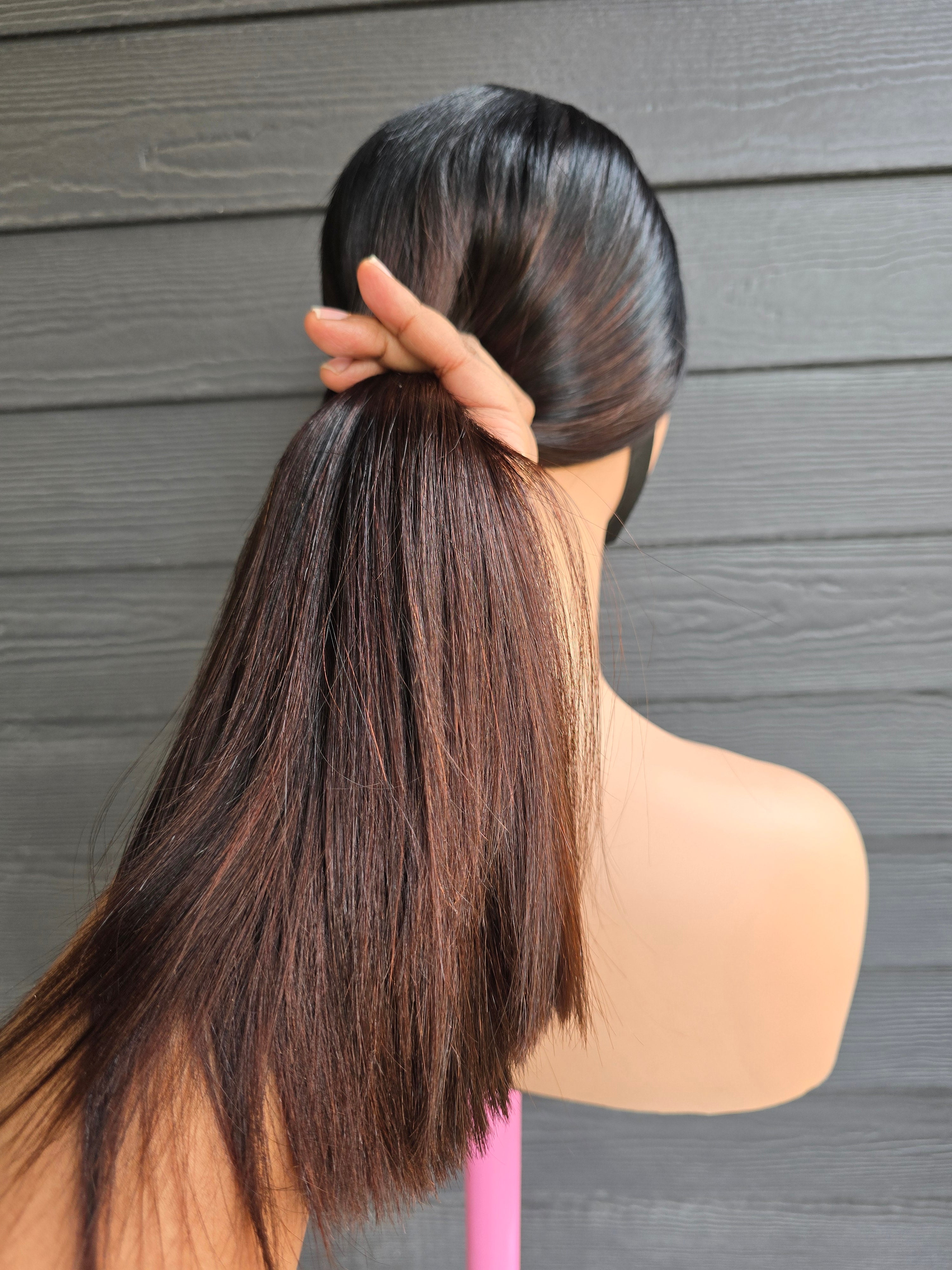 20" Virgin Hair 2x6 Closure Wig - Double Drawn Mixed Color with Dark Closure
