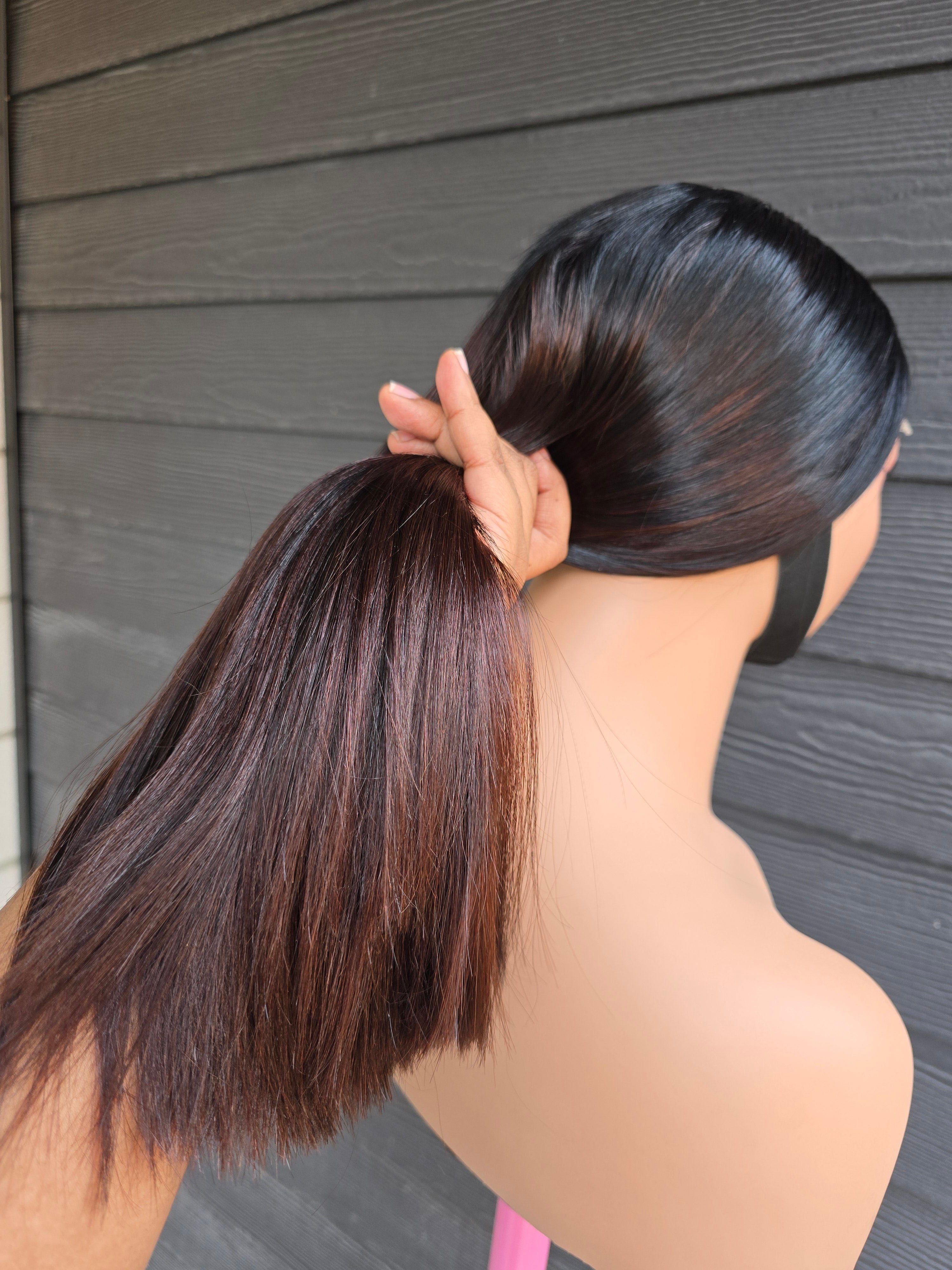 20" Virgin Hair 2x6 Closure Wig - Double Drawn Mixed Color with Dark Closure