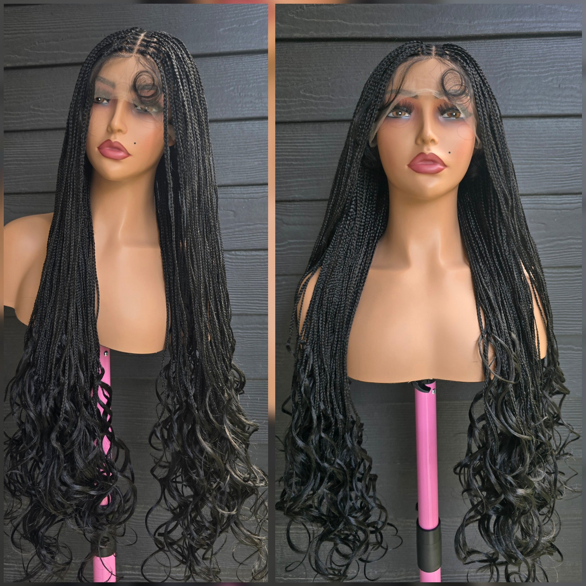 Luxury 32" French Curl Knotless Braided Lace Wig | Lightweight Micro Braids