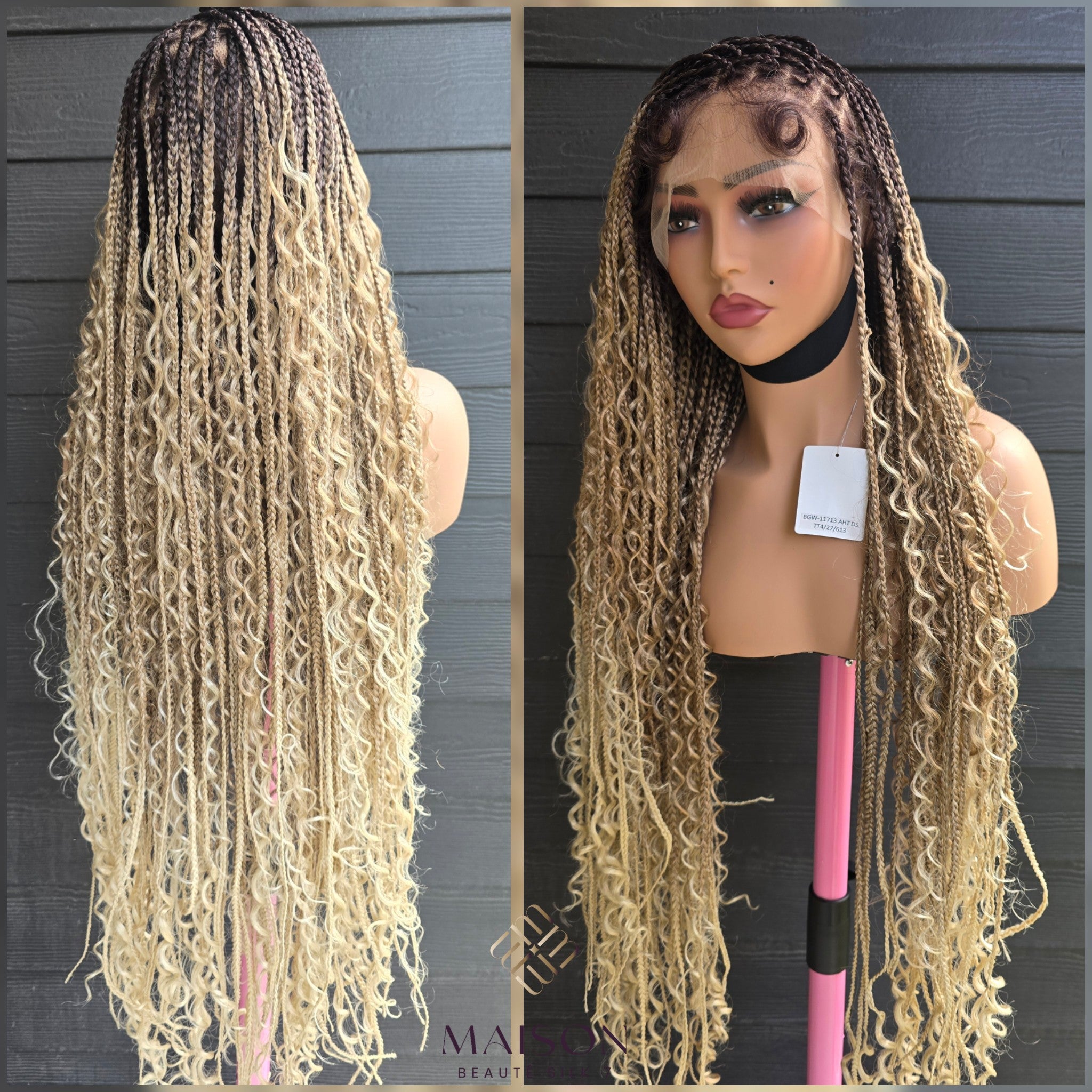 38" Full Lace Bohemian Knotless Braided Wig | Premium Futura Fiber Curls