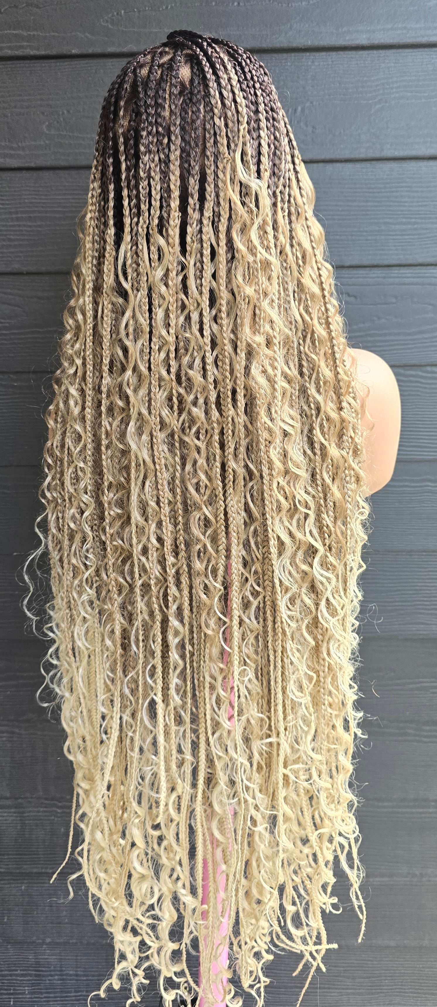 38" Full Lace Bohemian Knotless Braided Wig | Premium Futura Fiber Curls