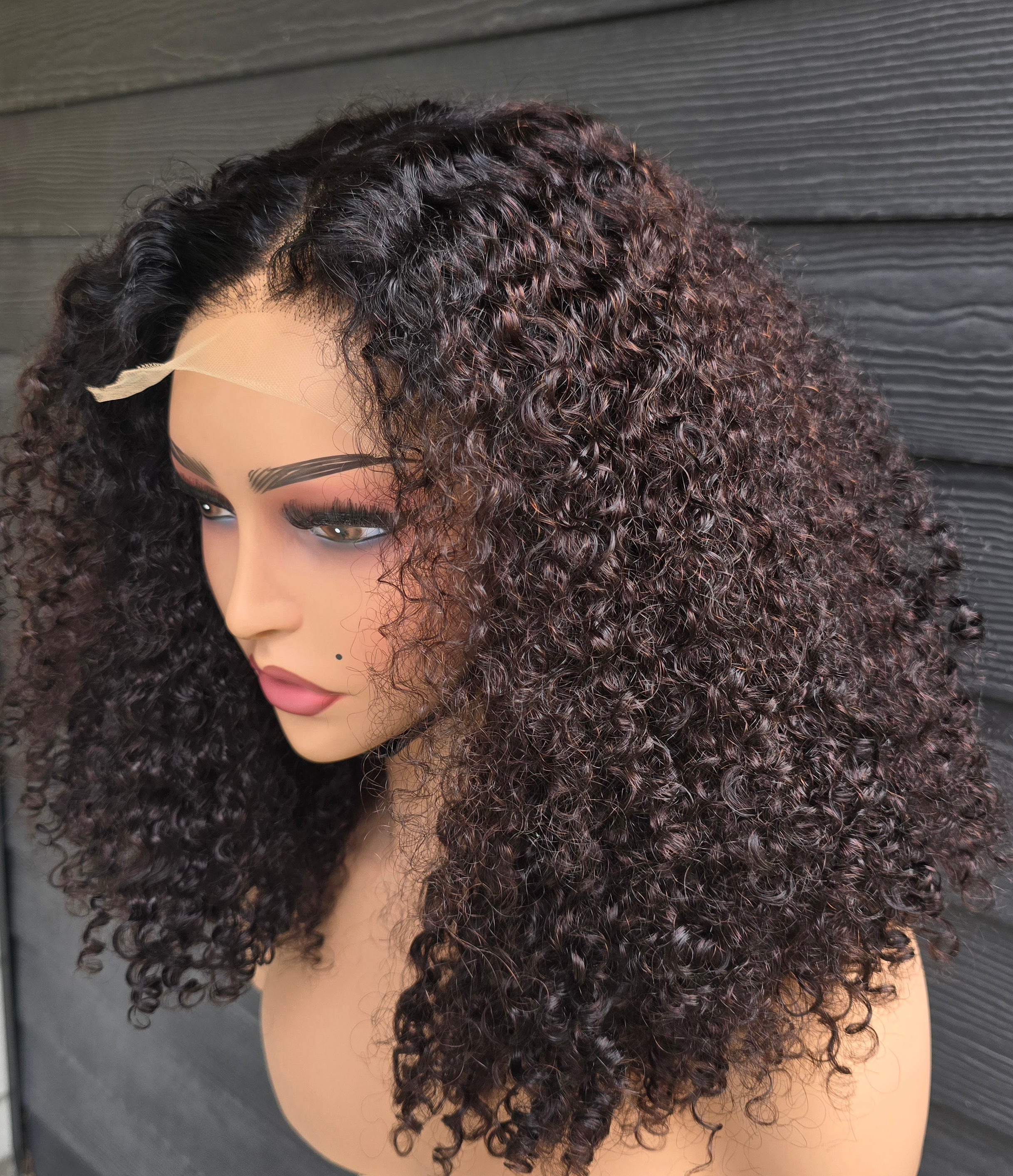 Luxury vietnamese Curly Raw Hair 4x4 Lace Closure Wig | Double Drawn 300% Density (Color TB/33) | 16 inch