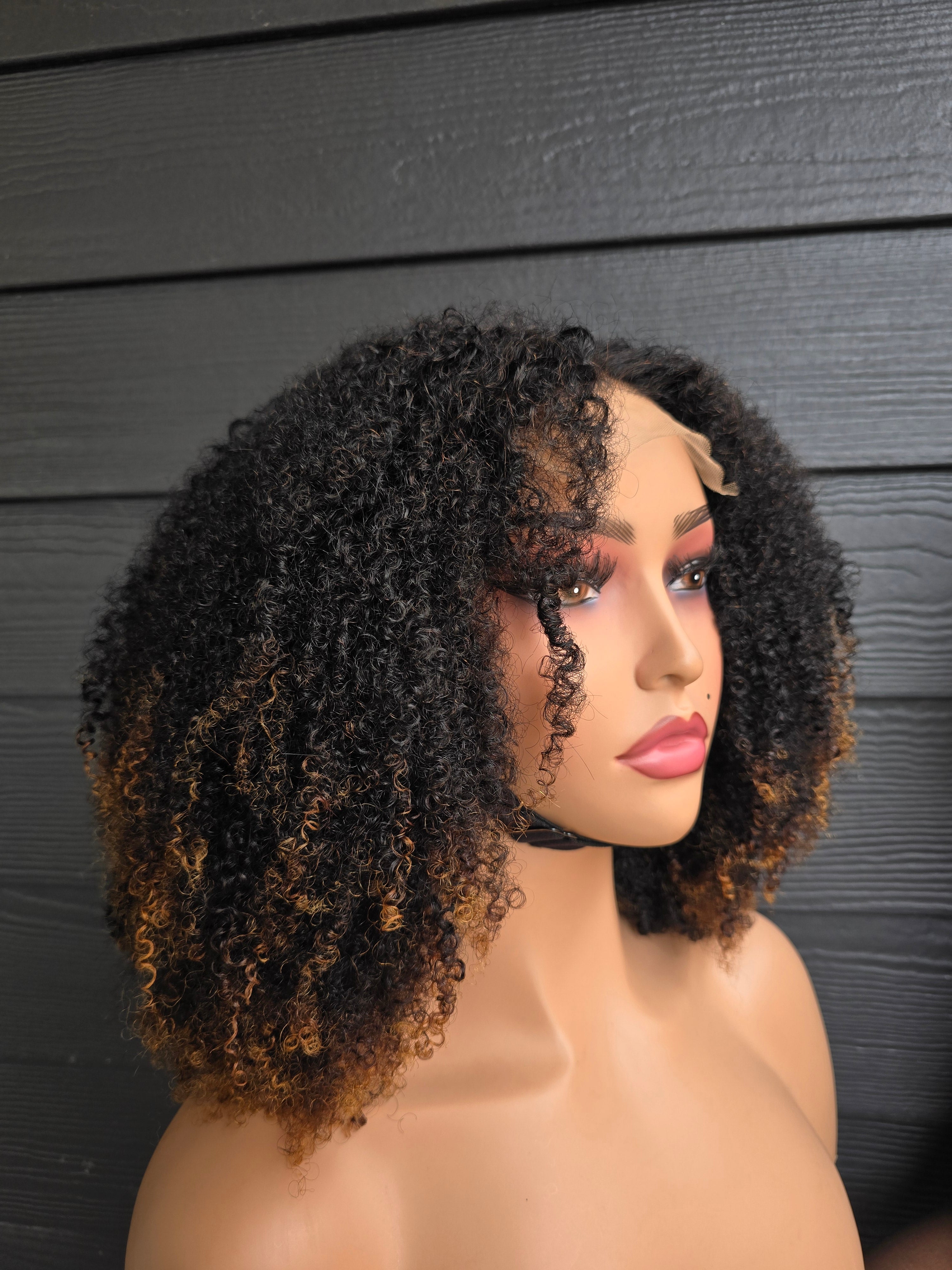 The Marbella Unit | 16 inch 4x4 Glue-less curly Wig | 4B-4C exotic curl pattern
