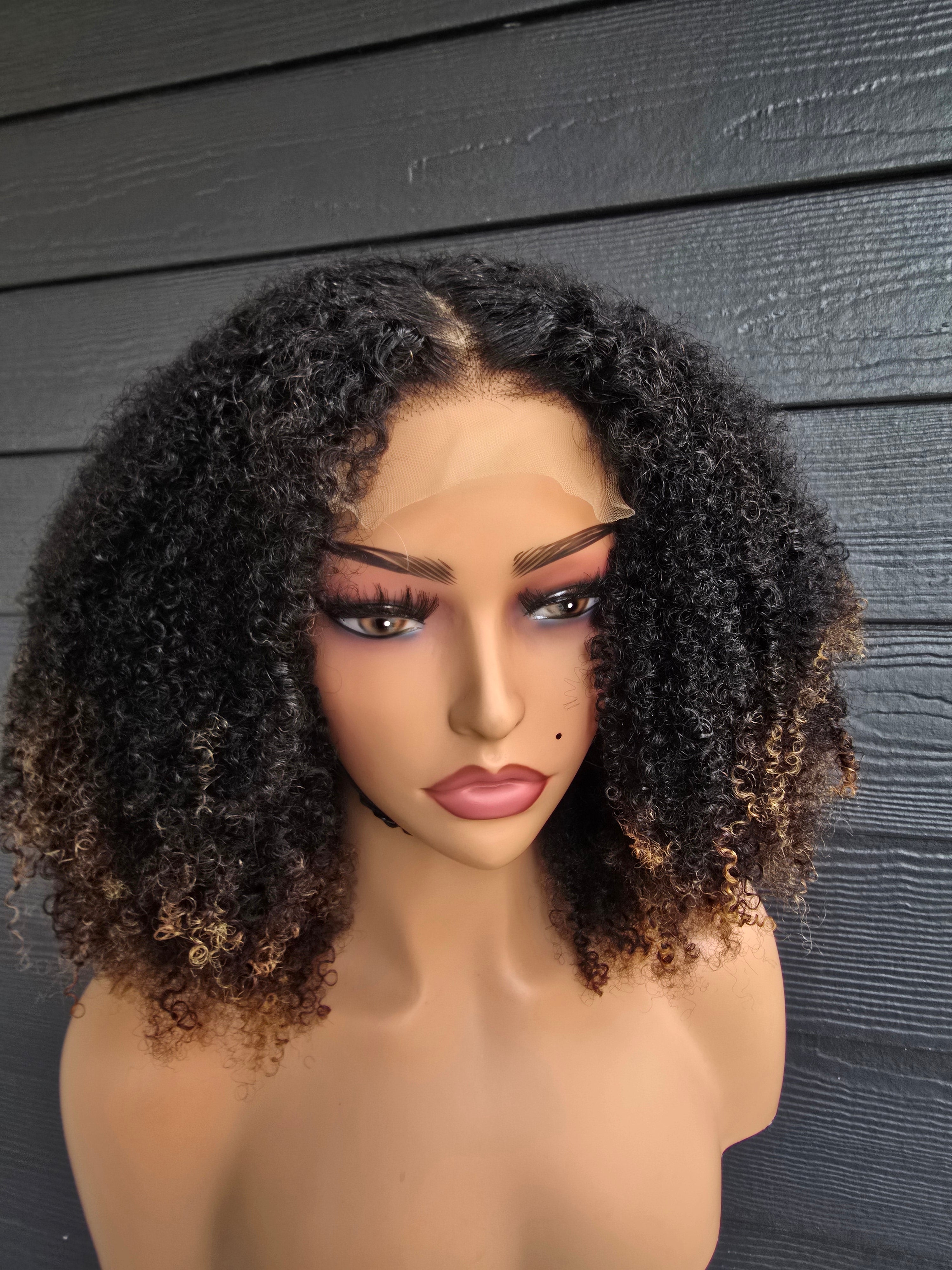 The Marbella Unit | 16 inch 4x4 Glue-less curly Wig | 4B-4C exotic curl pattern