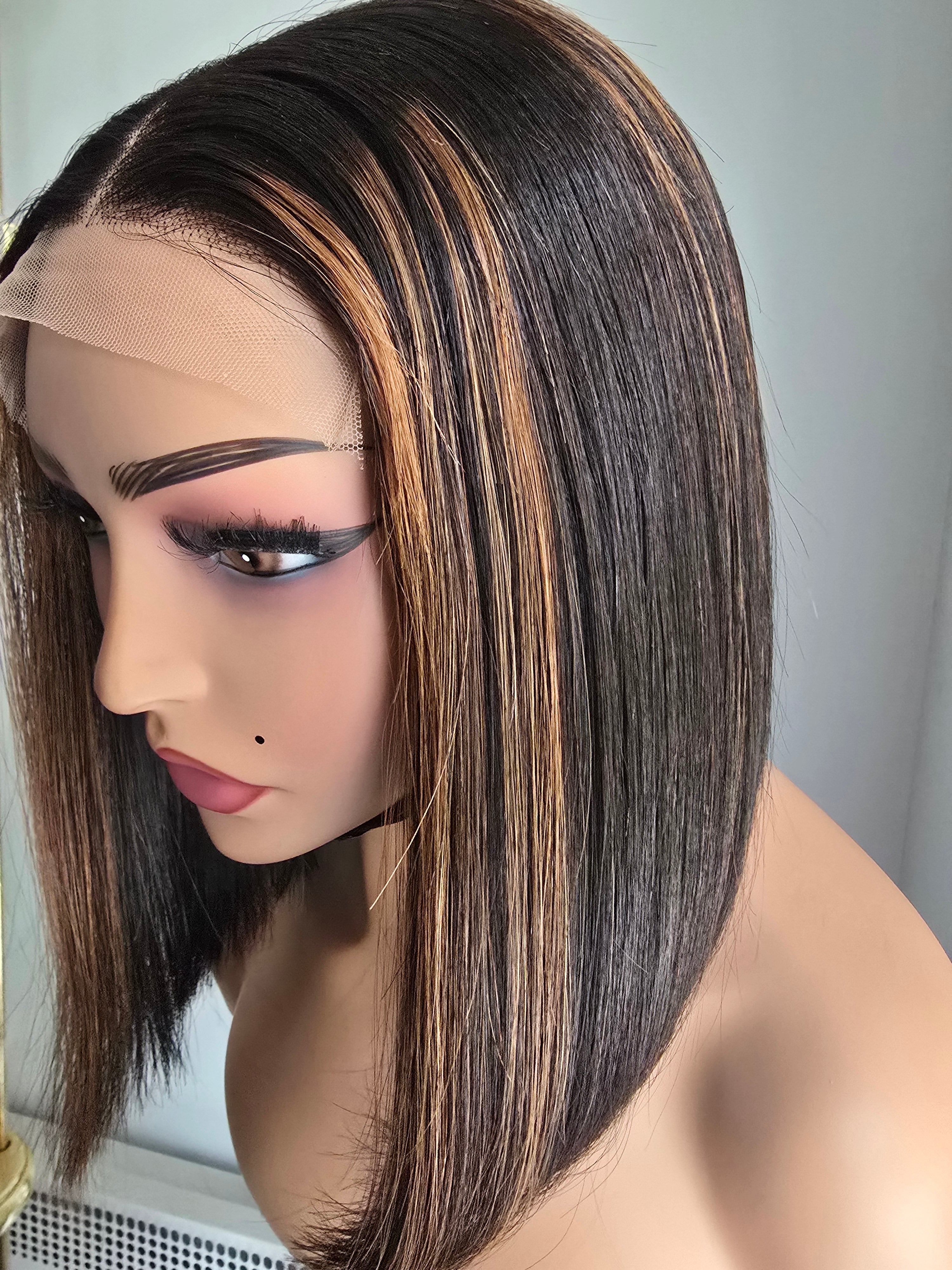 The Honey Spice Unit | 10" Custom Highlight Glue-less Bob