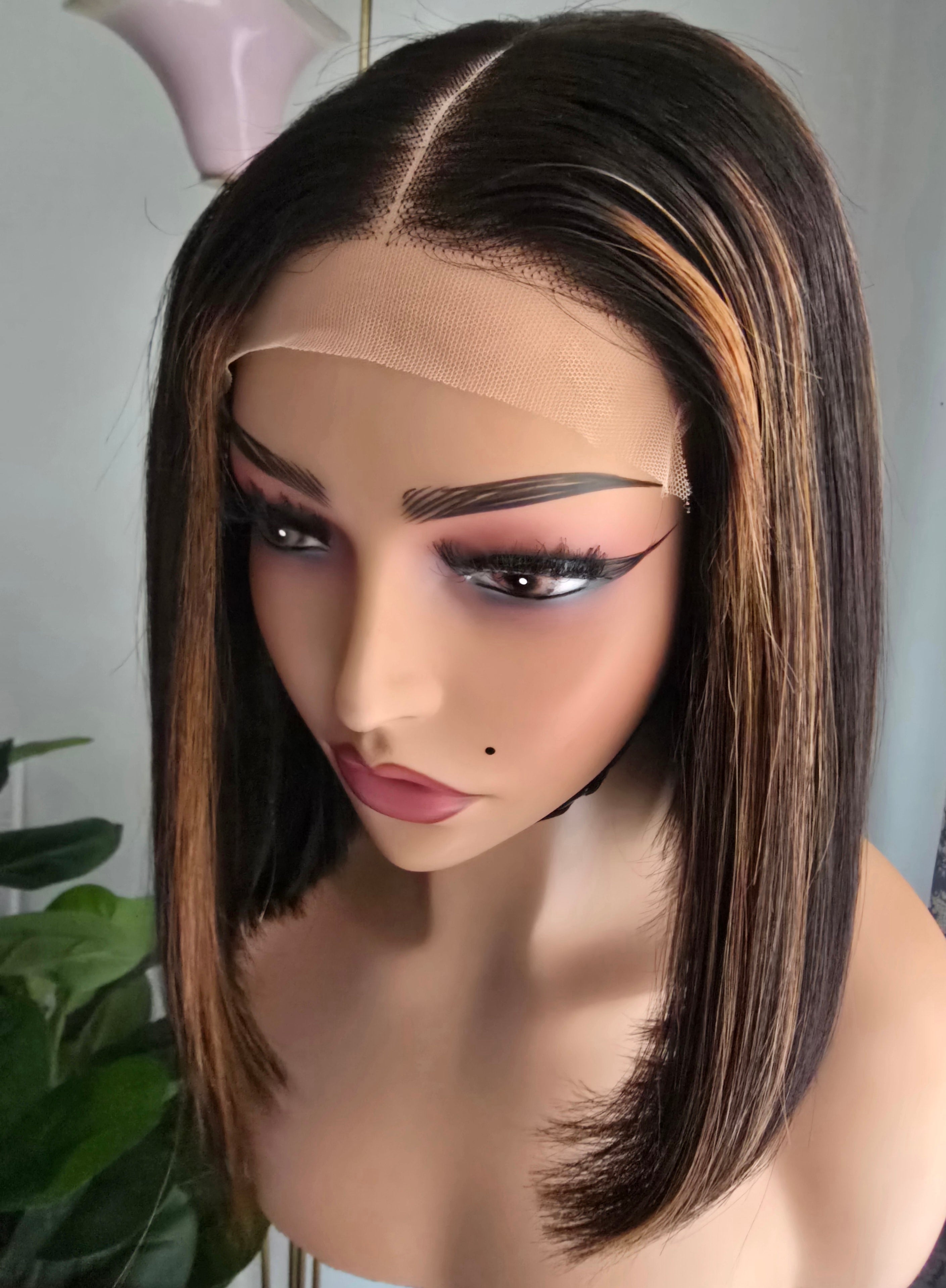 The Honey Spice Unit | 10" Custom Highlight Glue-less Bob