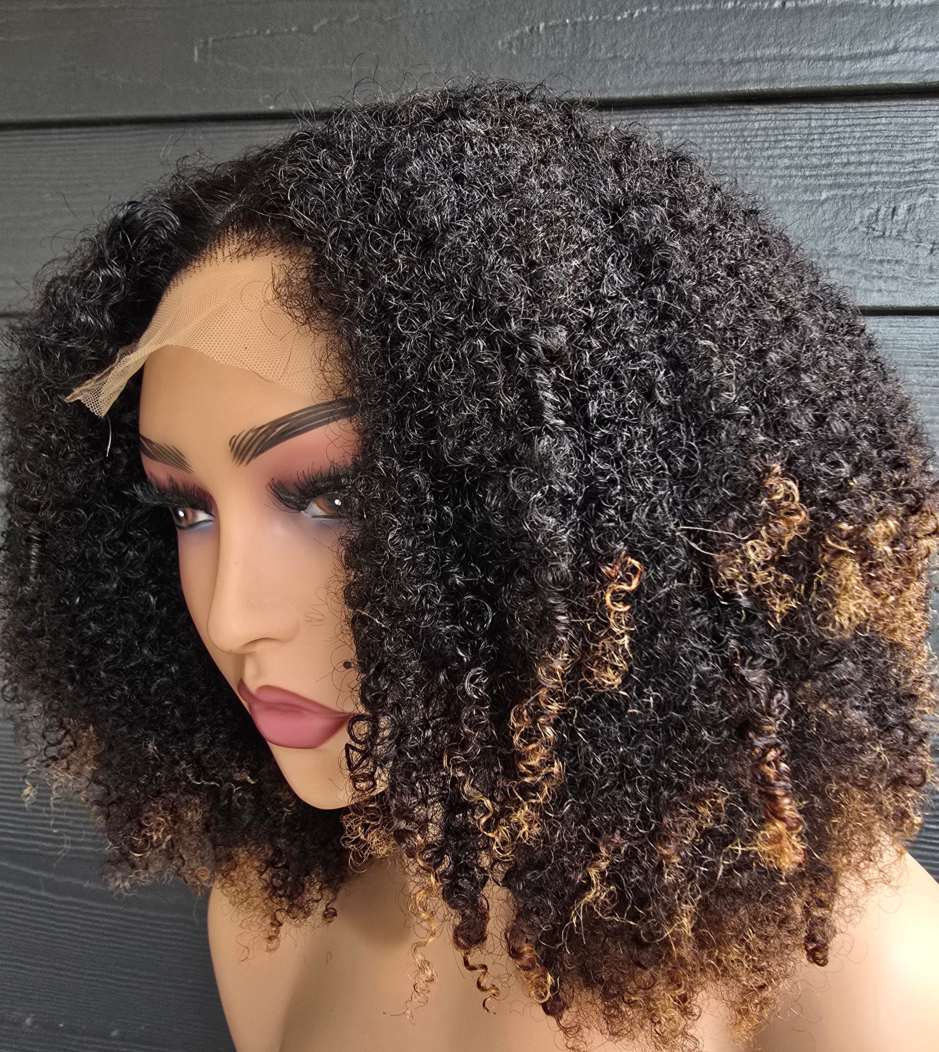 The Marbella Unit | 16 inch 4x4 Glue-less curly Wig | 4B-4C exotic curl pattern