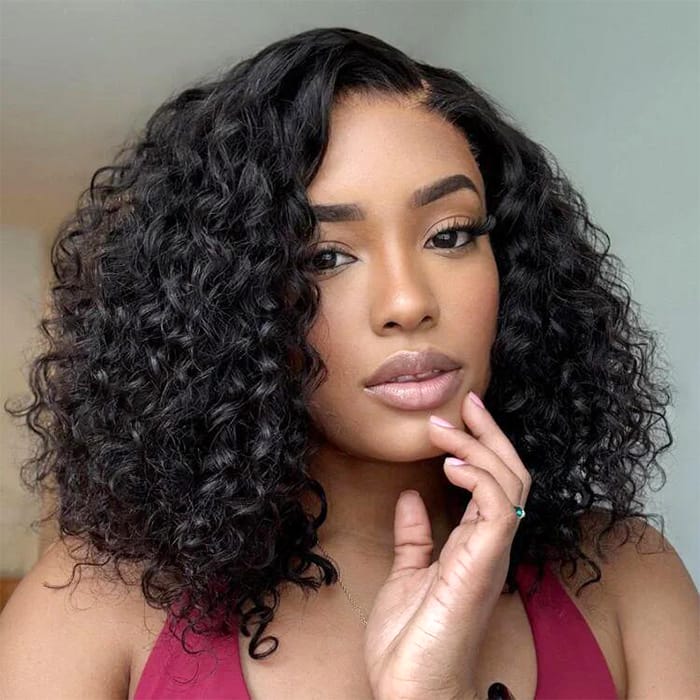 14” Curly Double-Drawn Wig | Burmese Virgin Human Hair 4x4 closure