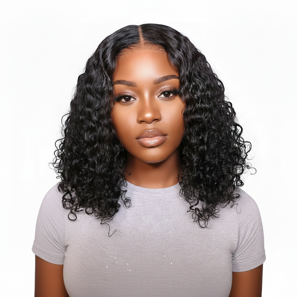 14” Curly Double-Drawn Wig | Burmese Virgin Human Hair 4x4 closure