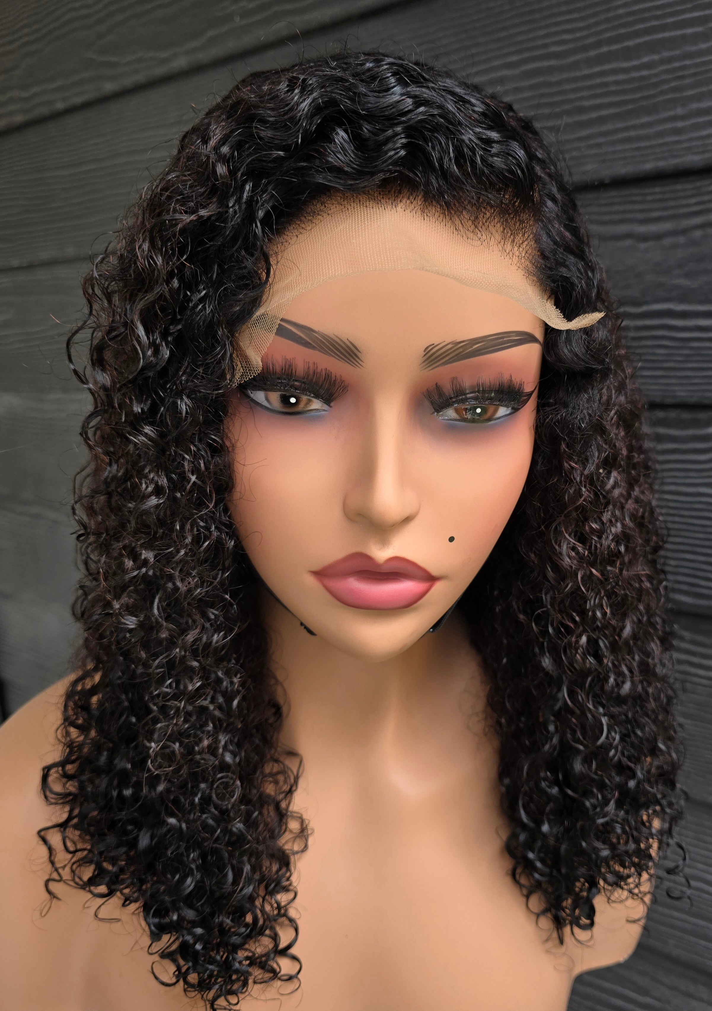 Luxury vietnamese Curly Raw Hair 4x4 Lace Closure Wig | Double Drawn 300% Density (Color TB/33) | 16 inch