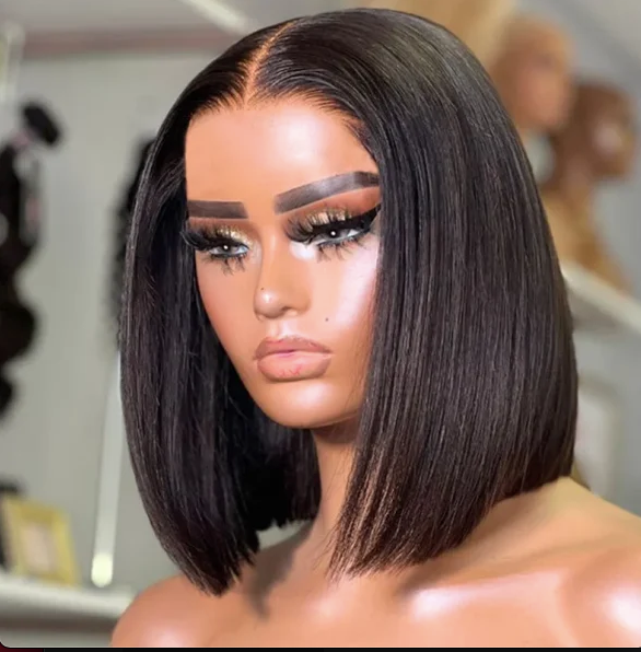 8” Straight Bob Wig – Pre-Bleached Knots 5x5 Closure | Natural Black