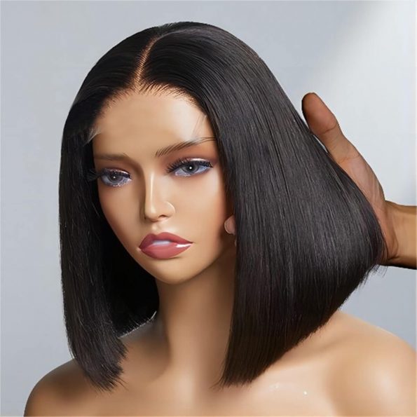 8” Straight Bob Wig – Pre-Bleached Knots 5x5 Closure | Natural Black