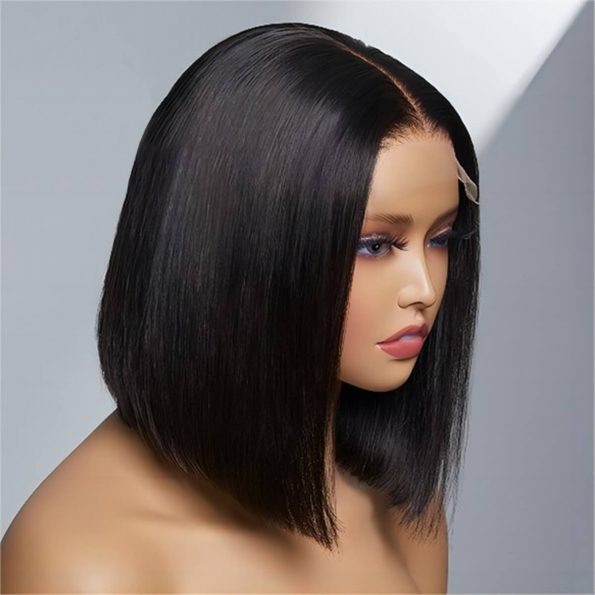 8” Straight Bob Wig – Pre-Bleached Knots 5x5 Closure | Natural Black