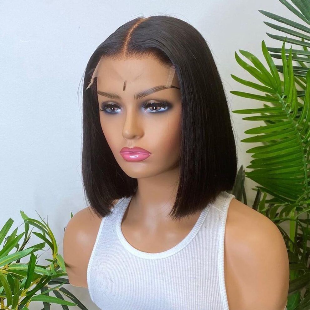 8” Straight Bob Wig – Pre-Bleached Knots 5x5 Closure | Natural Black