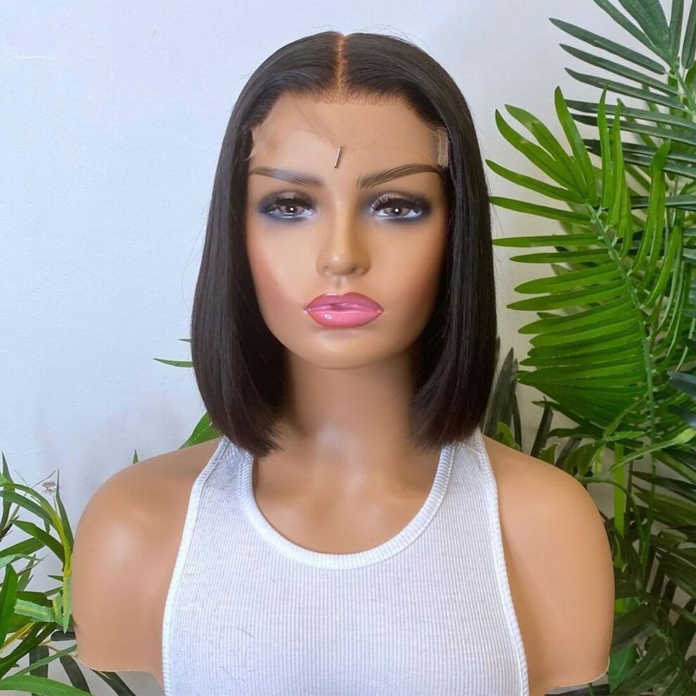 8” Straight Bob Wig – Pre-Bleached Knots 5x5 Closure | Natural Black