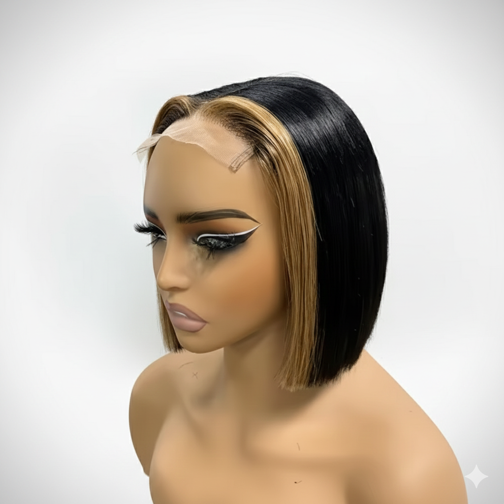 8” Straight Bob Wig – Pre-Bleached Knots 5x5 Closure | Framing Highlights
