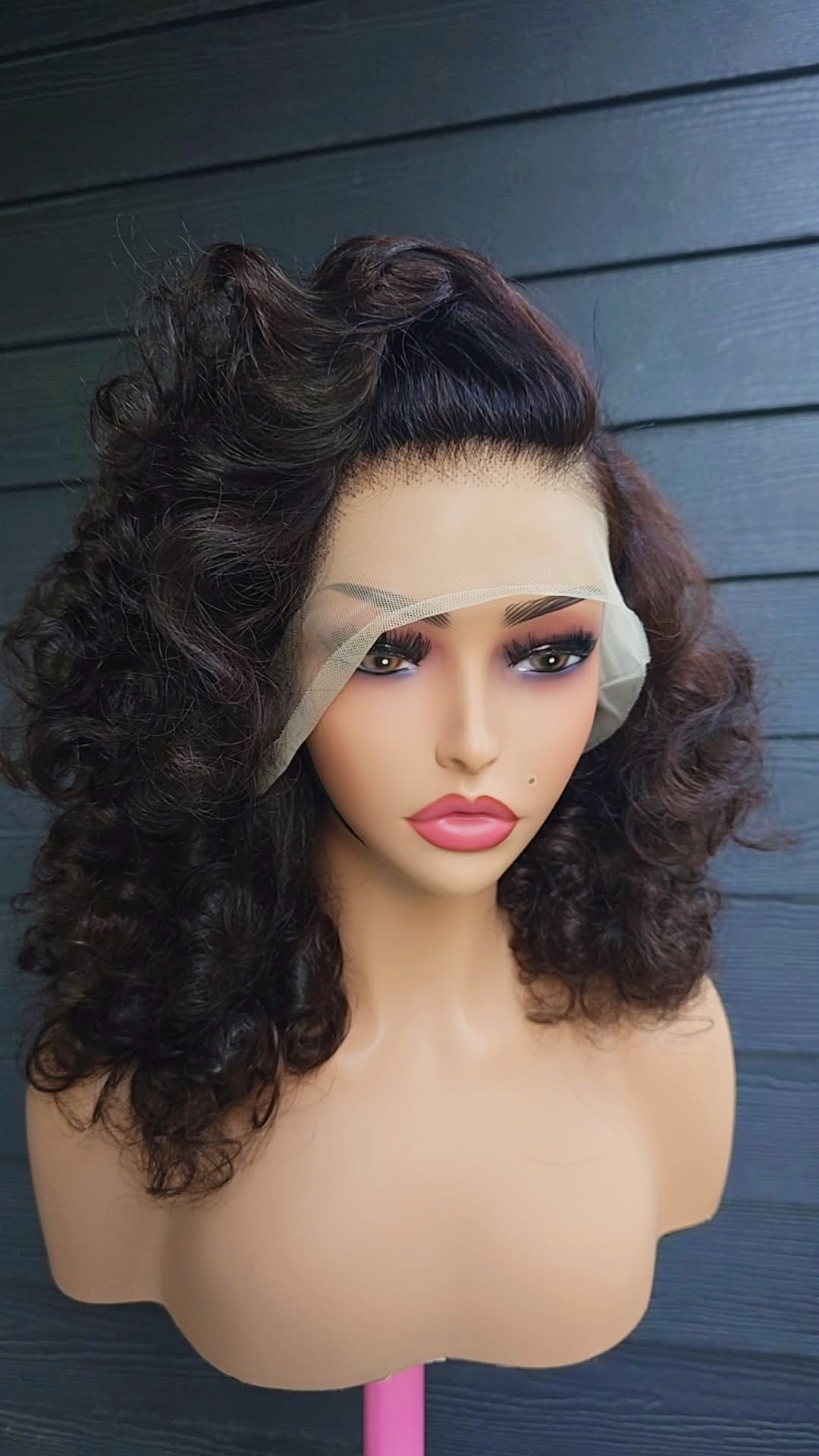 18" Bouncy Curls 13x4 Lace Frontal Wig – TB33 (Dark Auburn)