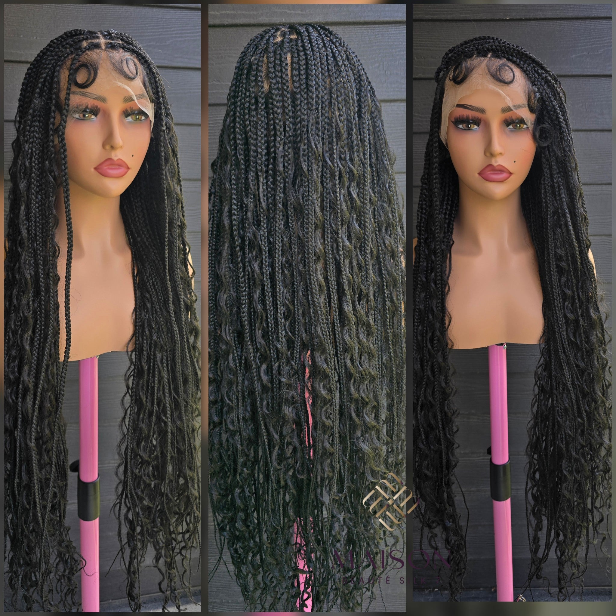 38" Full Lace Bohemian Knotless Braided Wig | Premium Futura Fiber Curls