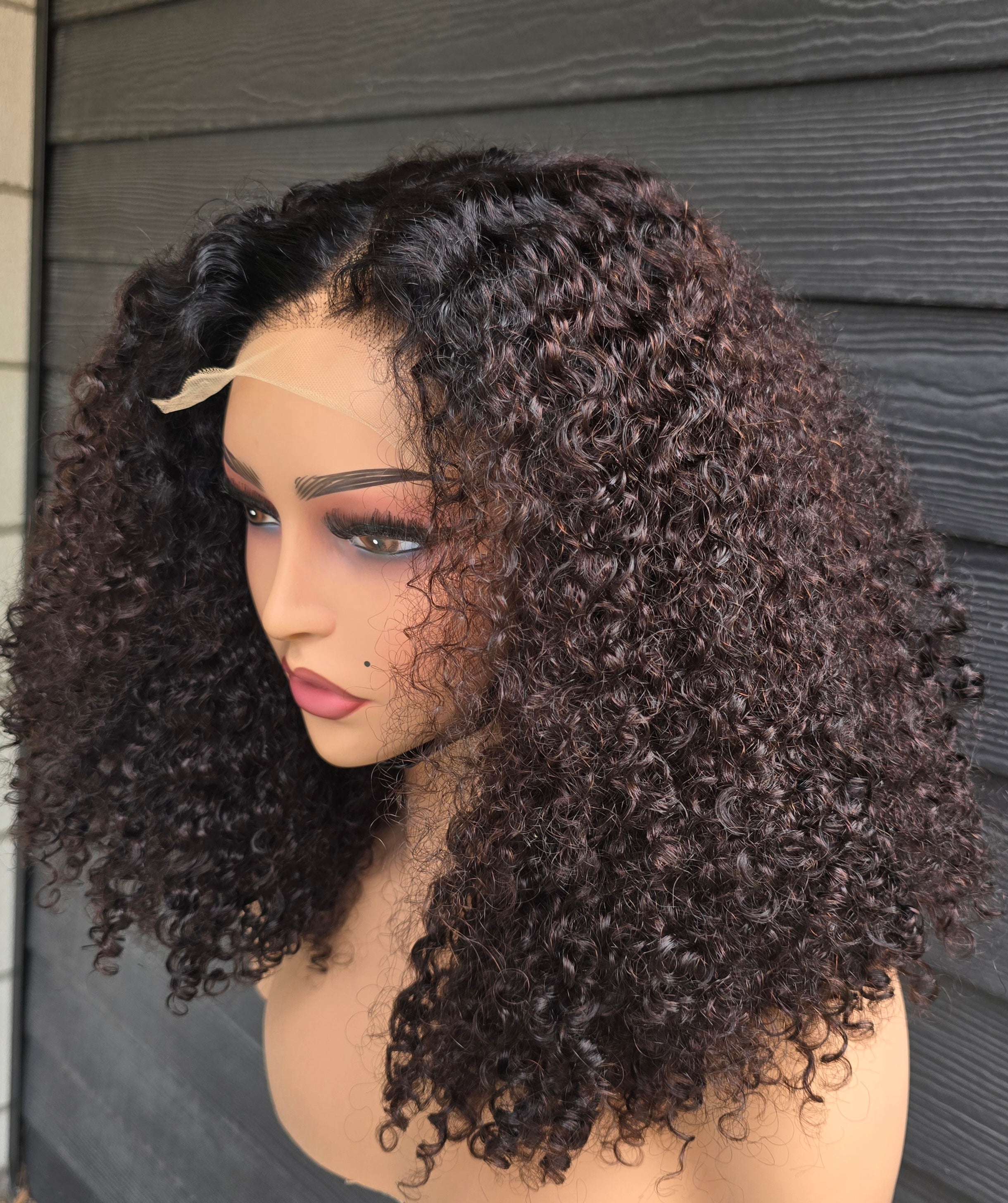 Luxury vietnamese Curly Raw Hair 4x4 Lace Closure Wig | Double Drawn 300% Density (Color TB/33) | 16 inch