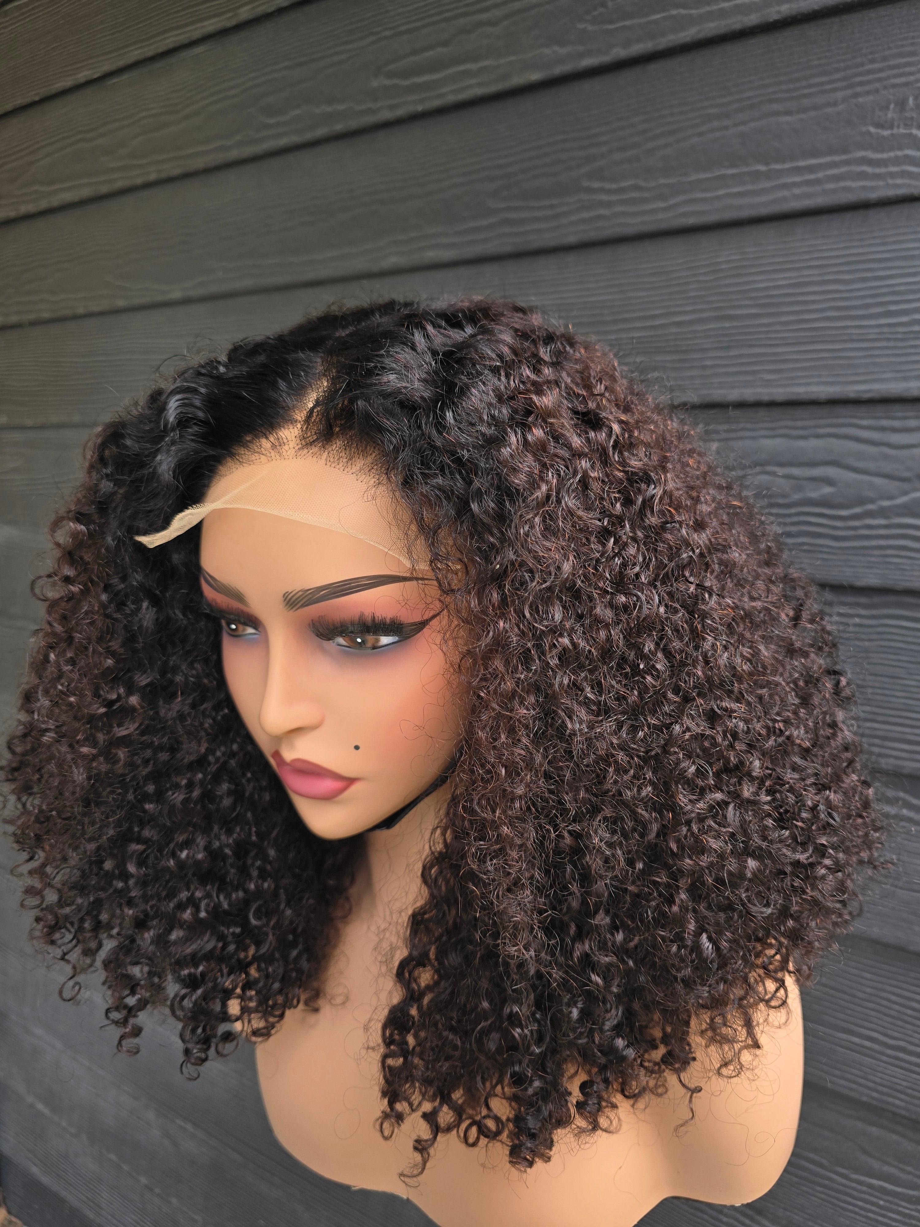 Luxury vietnamese Curly Raw Hair 4x4 Lace Closure Wig | Double Drawn 300% Density (Color TB/33) | 16 inch