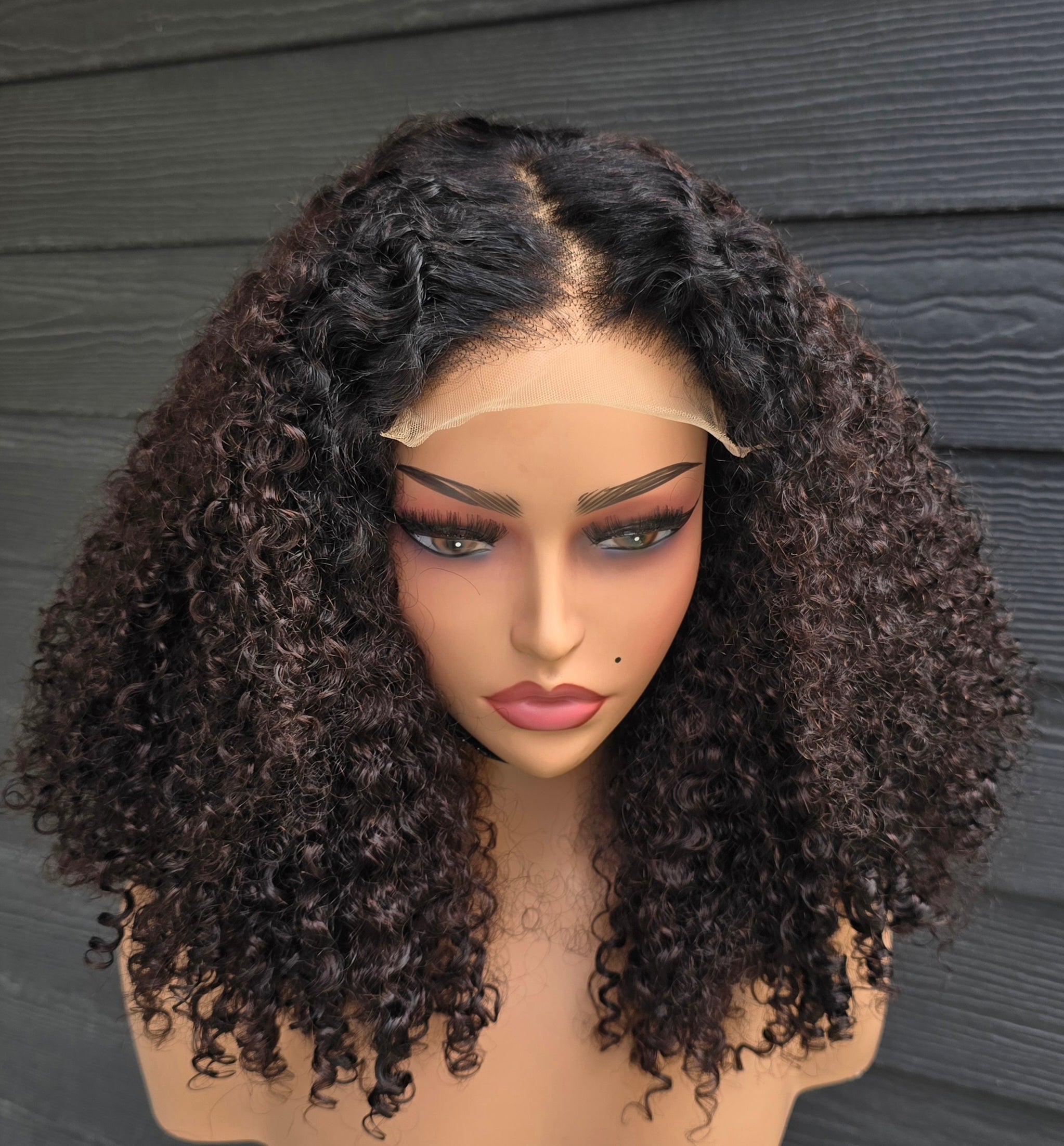 Luxury vietnamese Curly Raw Hair 4x4 Lace Closure Wig | Double Drawn 300% Density (Color TB/33) | 16 inch