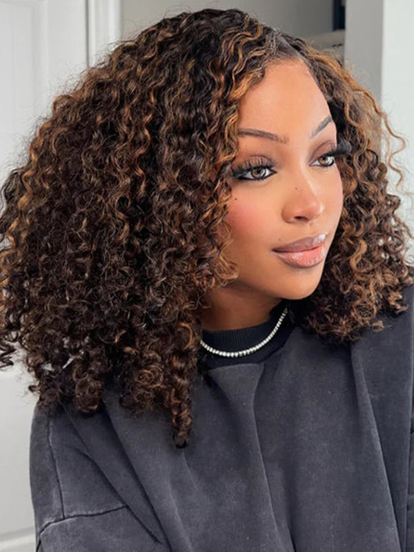 14” Curly Double-Drawn Wig | Burmese Virgin Human Hair 4x4 closure