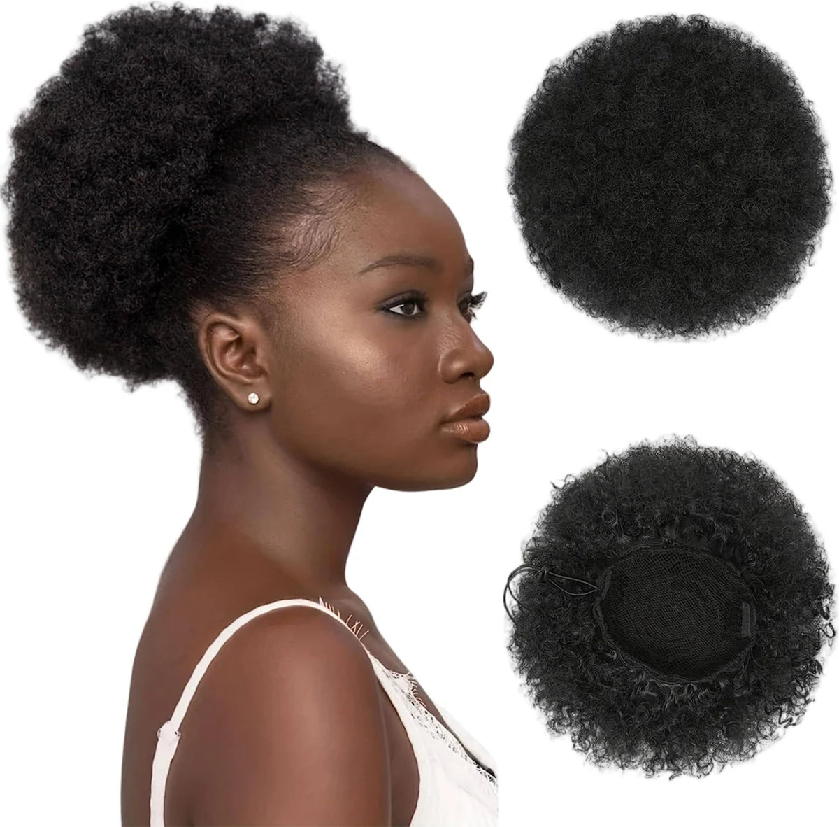8" Curly Afro Human Hair Drawstring Ponytail Extension