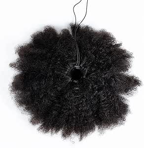 8" Curly Afro Human Hair Drawstring Ponytail Extension
