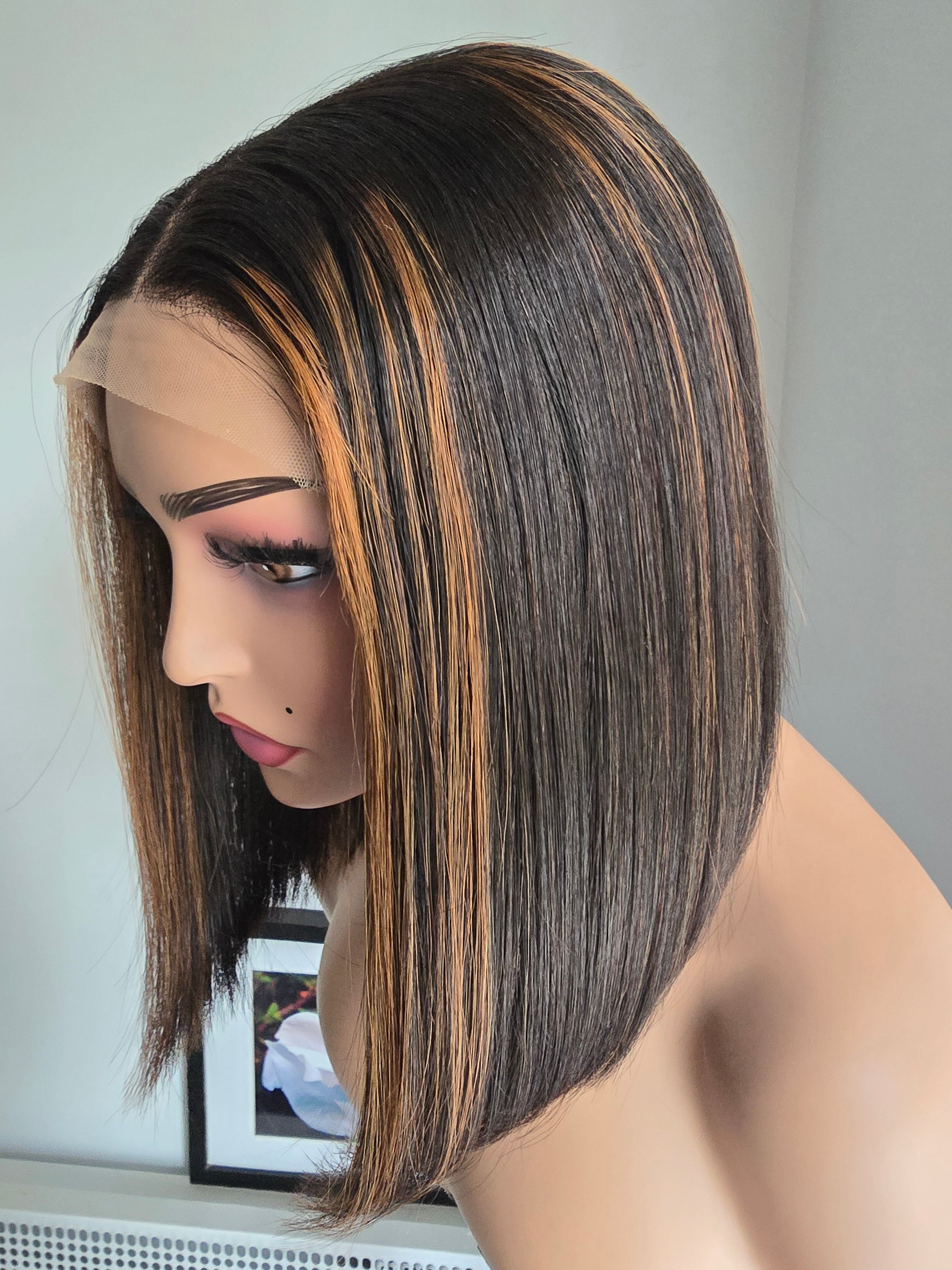 The Honey Spice Unit | 10" Custom Highlight Glue-less Bob